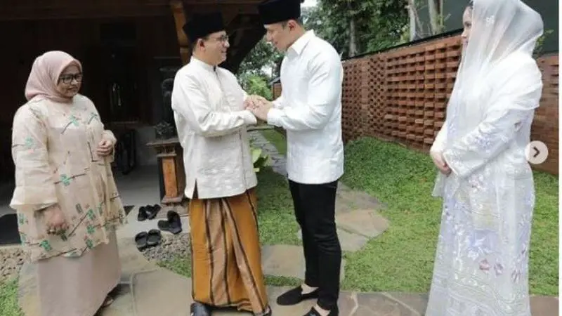 Halal Bi Halal di Rumah Anies Baswedan Saat Lebaran Idul Fitri, AHY Pakai Sepatu Kulit Kambing Seharga Rp17 Juta