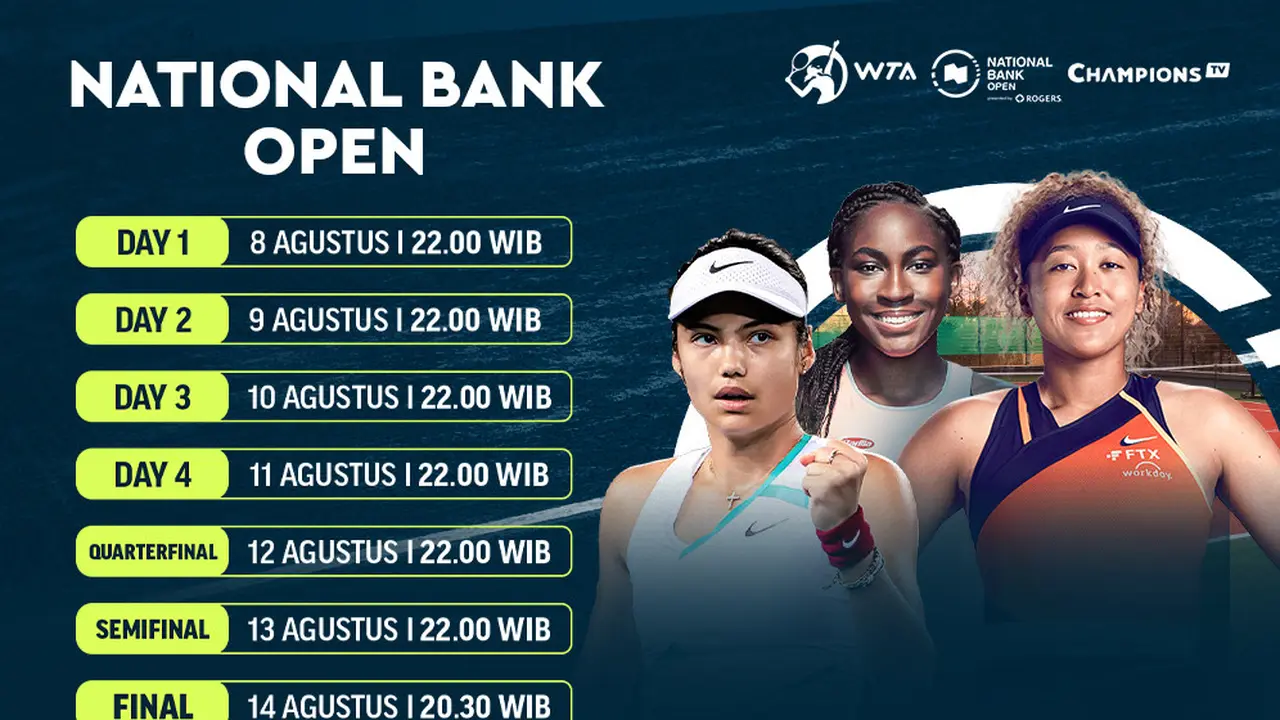 Link Live Streaming WTA 1000 : National Bank Open di Vidio Pekan Ini, 8-14 Agustus 2022