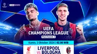 Siaran Langsung Pertandingan Liga Champion: Liverpool vs Bologna Matchweek 2 di Vidio