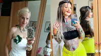 Kerstin Tristan, wanita 55 tahun dari Leipzig, di Jerman, dilaporkan menghabiskan sekitar $ 35.000 selama lima tahun terakhir menutupi hampir seluruh tubuhnya dengan tato warna-warni (Instagram)
