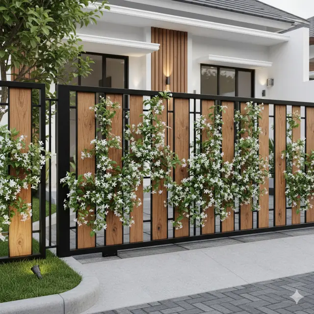 7 Model Pagar Besi Modern Kombinasi Tanaman Rambat, Tampil Alami dan Estetik untuk Hunian 2025