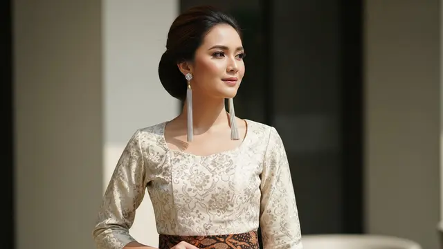 Perpaduan Aksesori yang Membuat Atasan Brokat dan Bawahan Batik Terlihat Kekinian (Image by Gemini AI)
