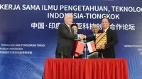 Rencana aksi kerjasama bidang STI yang akan dijalankan selama tiga tahun (2018-2020) itu ditandatangani oleh Menteri Riset Teknologi dan Perguruan Tinggi Republik Indonesia, Mohamad Nasir dan Menteri Ilmu Pengetahuan dan Teknologi RRT, Wang Zhigang.