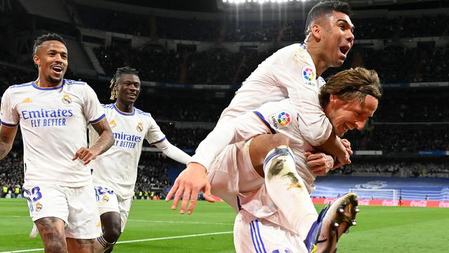 Selebrasi pemain Real Madrid saat melawan Sociedad