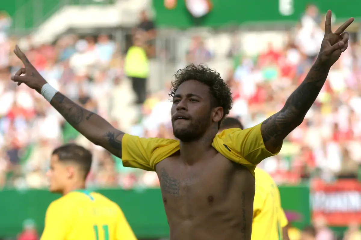 Selebrasi Neymar Usai Cetak Gol ke Gawang Austria