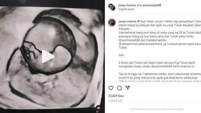 Curhat Jonas Rivano mengenai Asmirandah yang keguguran calon anak kedua (https://www.instagram.com/p/CbUY1V4AIiZ/)