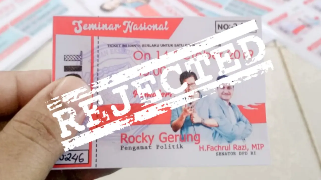 Tiket seminar nasional yang diadakan IAIN Langsa dengan pemateri Rocky Gerung (Liputan6.com/Rino Abonita)