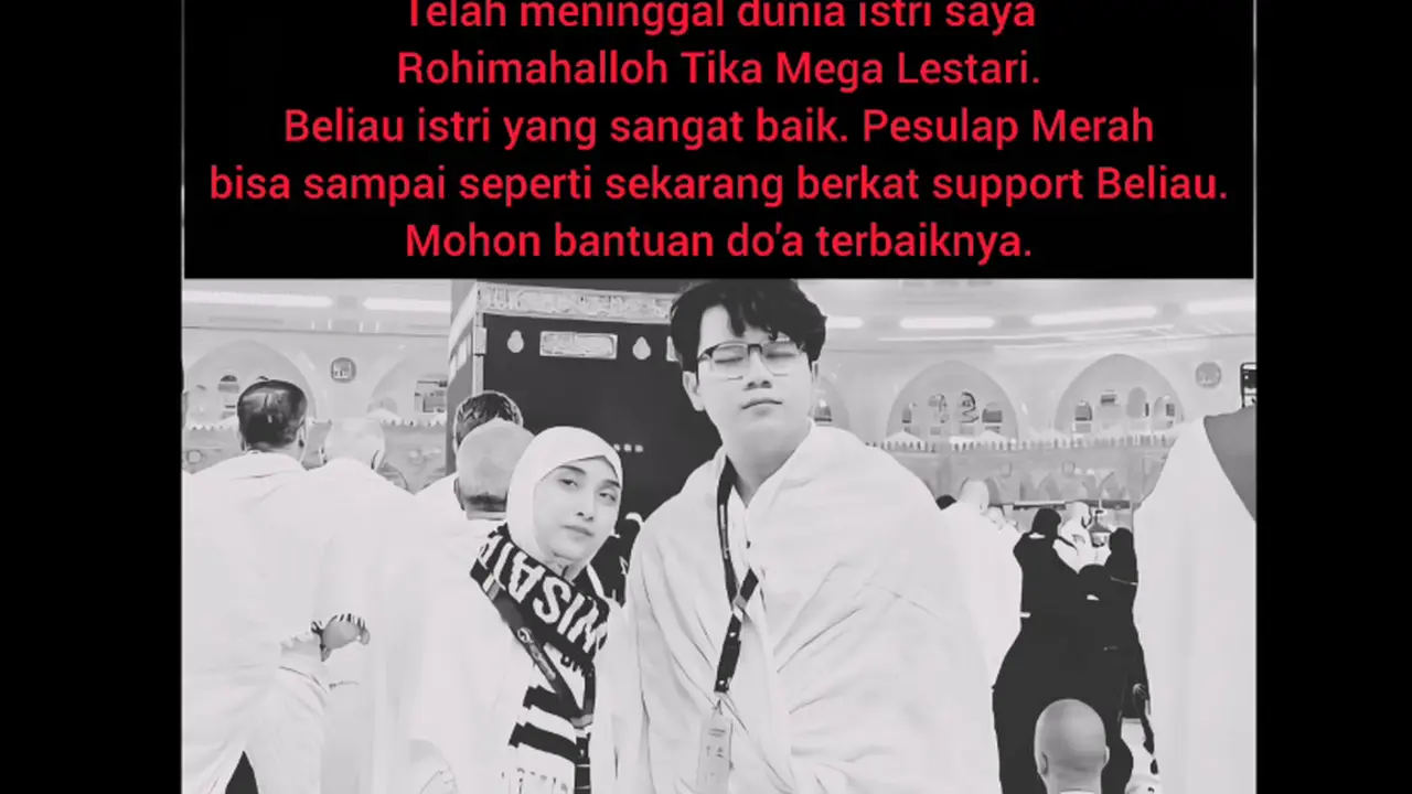 Tika Mega Lestari Istri Pesulap Merah Meninggal Dunia. (Instagram/ marcelradhival1)