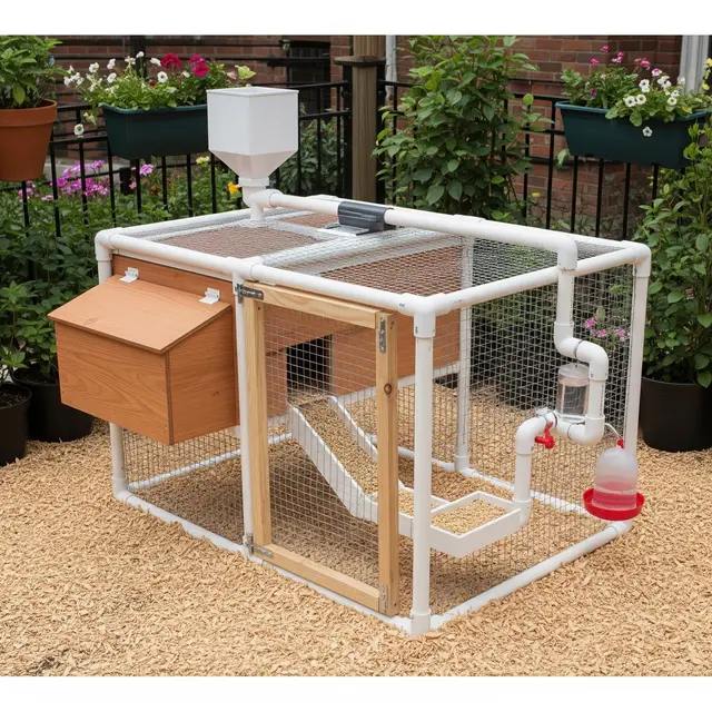 kandang ayam dari pipa pvc untuk lahan sempit (Image by Gemini AI)