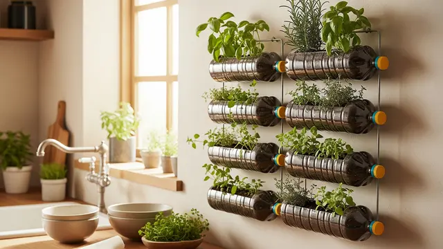 Kebun Herbal Dinding Modular dari Botol Minyak Goreng Bekas