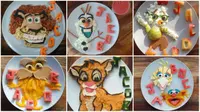 Beberapa contoh makanan yang dibentuk seperti tokoh kartun. (Mirror.co.uk)
