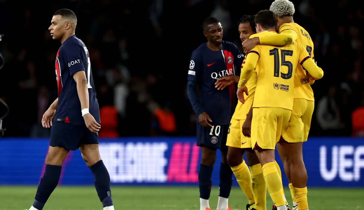 Kemenangan di leg pertama perempat final Liga Champions 2023/2024 melawan PSG menjadi modal penting bagi Barcelona. (Anne-Christine POUJOULAT/AFP)