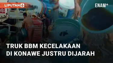 Beredar video viral terkait kecelakaan truk BBM di Kabupaten Konawe, Sulawesi Tenggara. Kecelakaan tersebut terjadi pada Jumat (29/9/2023)