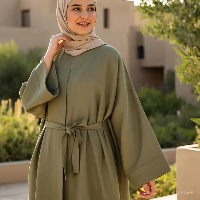 Abaya Cupang Linen Earth Tone