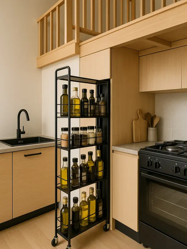 Dapur Mezzanine dengan Penyimpanan Vertikal