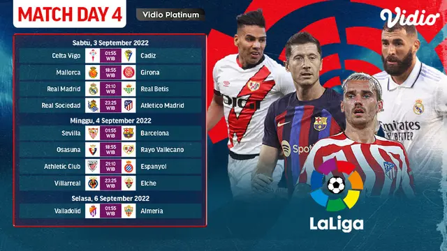Link Live Streaming La Liga Spanyol 2022/23 Matchweek 4 di Vidio : Ada Sevilla vs Barcelona