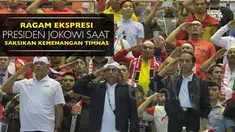 Presiden Joko Widodo hadir pada laga Timnas Indonesia vs Vietnam di Stadion Pakansari, Cibinong. Berikut ekspresi-ekspresinya