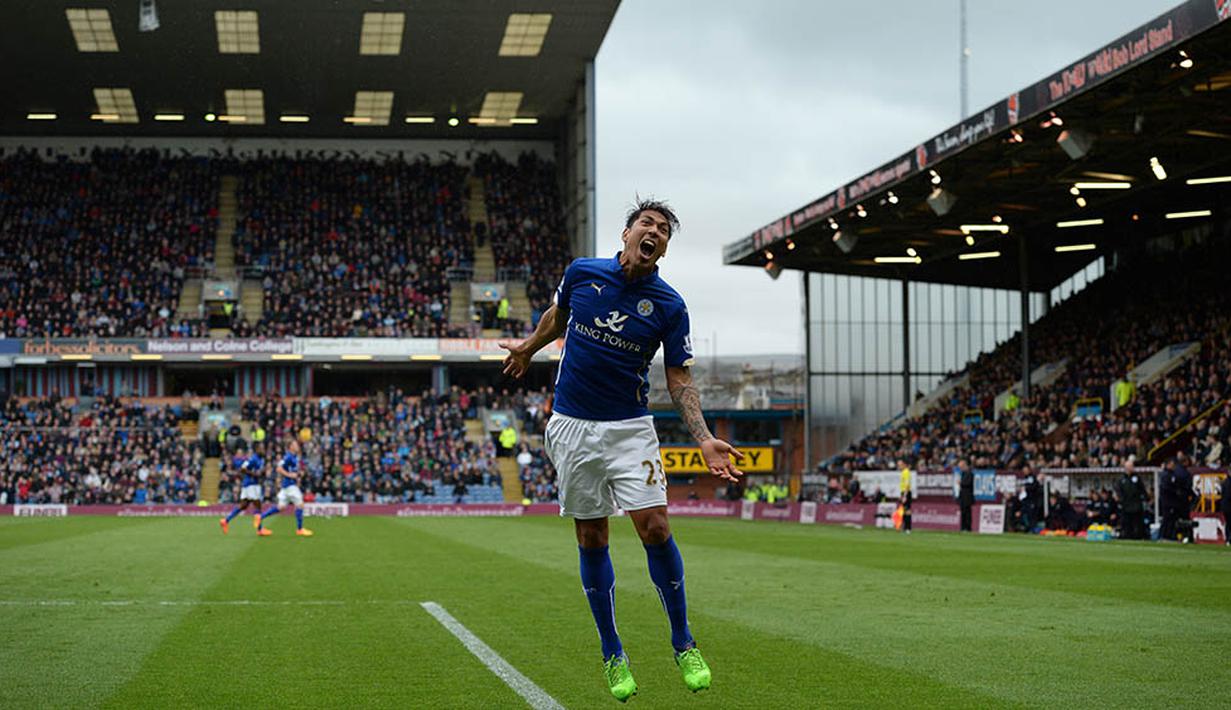 Pada laga terakhir itu Jamie Vardy berhasil menyumbang satu gol. (AFP Photo/Oli Scarff)