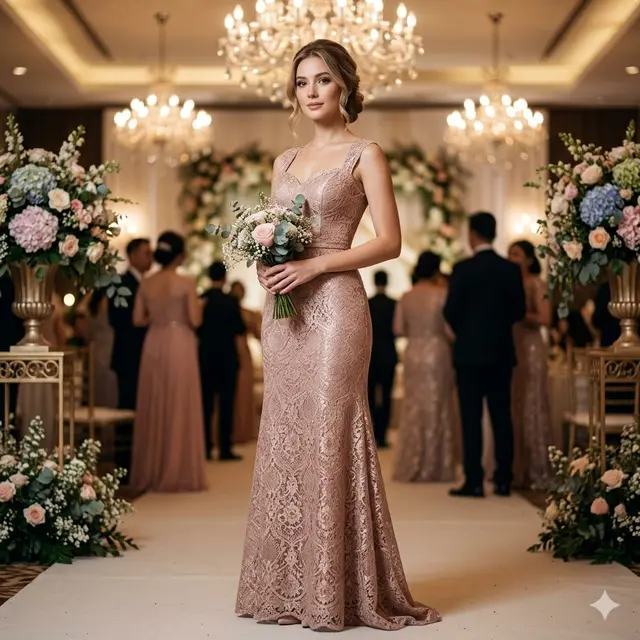 Model Baju Bridesmaid Brokat yang Elegan