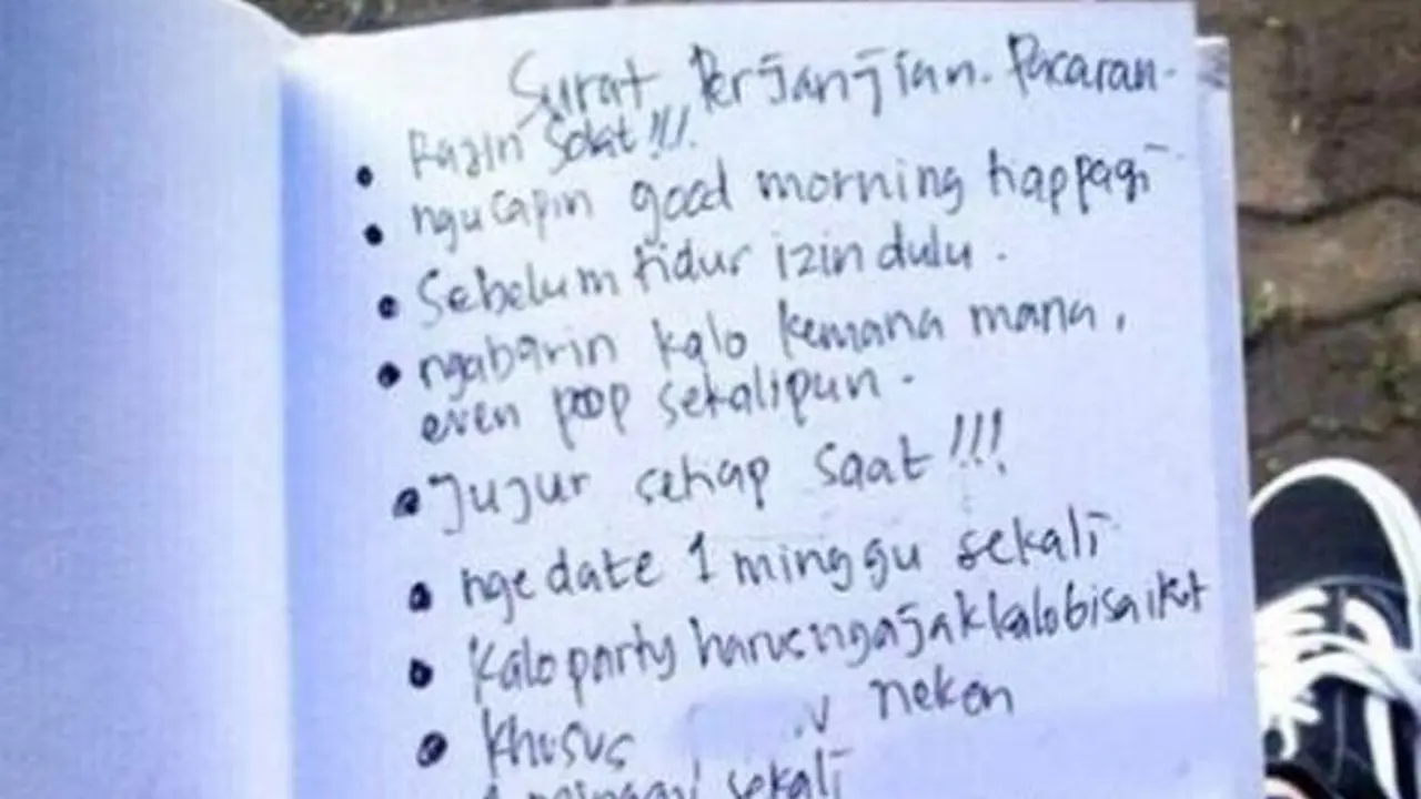 [Bintang] Heboh Surat Perjanjian Pacaran, Isinya Ada 11 Poin, Nomor 10 Paling Bikin Ngakak