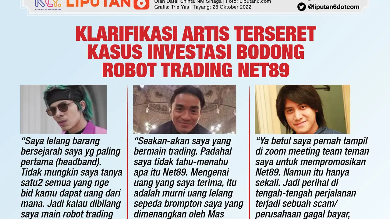 Infografis Klarifikasi Artis Terseret Kasus Investasi Bodong Robot Trading Net89