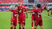 Selebrasi gol Nermin Haljite usai menjebol gawang Persija Jakarta di Stadion Kapten I Wayan Dipta, Gianyar, Minggu (23-2-2025). (Bola.com/Alit Binawan)
