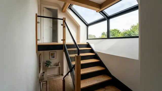 Desain Tangga Rumah Sempit dengan Skylight/AI Generated