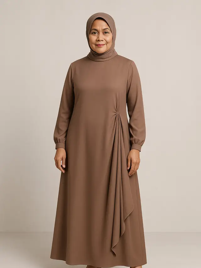 Model Gamis A-Line untuk Ibu-ibu Usia 50 Tahunan (Foto: ChatGPT)