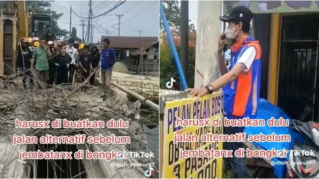 Viral Wanita Marahi Pekerja Proyek saat Jembatan Dibongkar, Berakhir Minta Maaf