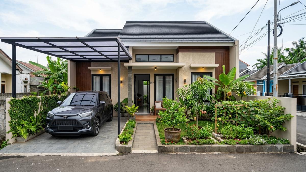 9 Inspirasi Rumah dengan Kebun Buah Mini di Samping Carport, Fungsional, dan Mudah Dirawat
