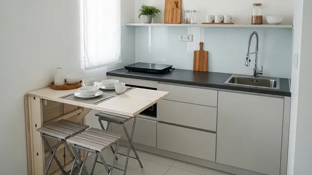 Dapur Minimalis Bar dengan Meja Lipat