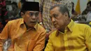 Bakal calon ketua umum Partai Golkar, Ade Komarudin ketika berbincang disela kegiatan sosialisasi Panitia Pengarah Musyawarah Nasional Luar Biasa Partai Golkar di Kantor DPP Partai Golkar, Jakarta, Senin (2/5/2016). (Liputan6.com/Johan Tallo)