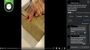 Gambar Tangkapan Layar Video yang Diklaim Penampakan Ikan Humanoid Ditangkap di Laut China Selatan (sumber: Facebook).