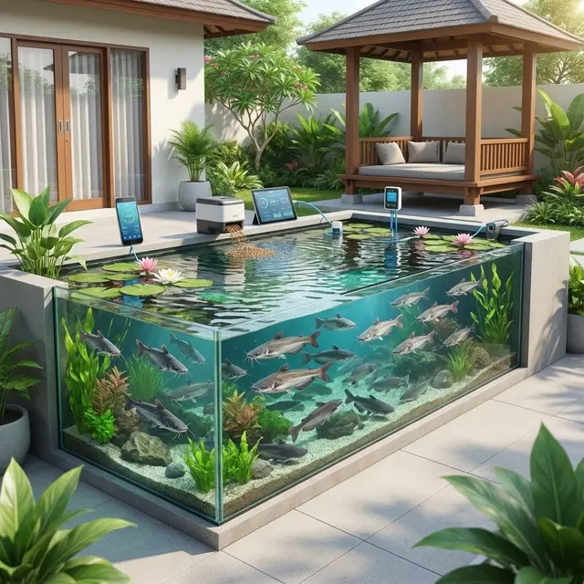 Model Kolam Ternak Lele Sekaligus Taman Air