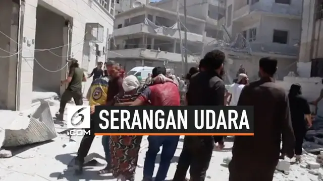 Serangan udara militer Suriah bombardir sebuah pasar yang sedang ramai pengunjung di provinsi Idlib. Serangan tewaskan 11 orang, termasuk anak-anak.