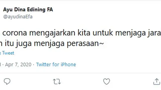cuitan warganet jaga jarak
