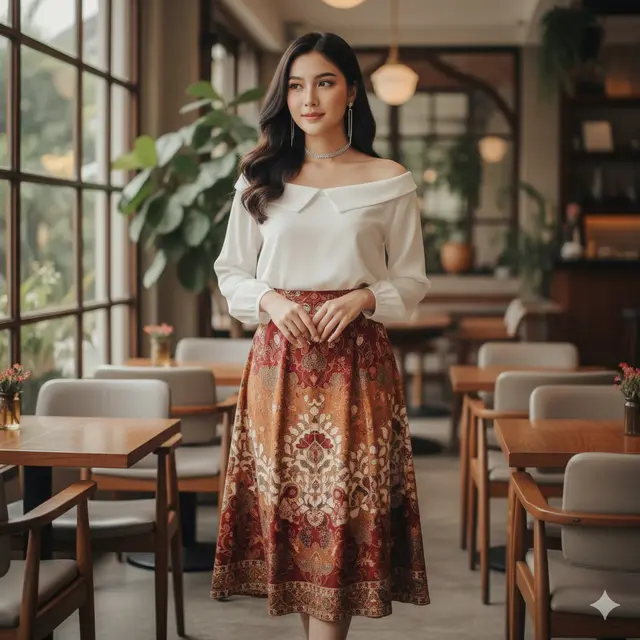 Model Baju yang Cocok dengan Rok Batik Midi
