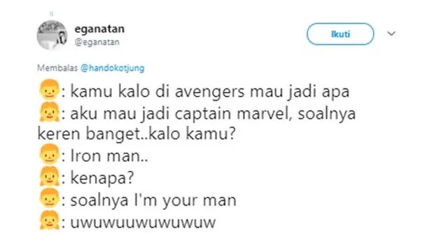 Cuitan gombalan (Sumber: Twitter/eganatan)