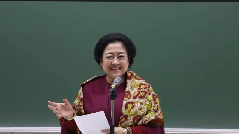 Megawati Soekarnoputri menyampaikan orasi ilmiah di hadapan mahasiswa-mahasiswi Universitas Soka, Tokyo, Jepang, Rabu (8/1/2020).