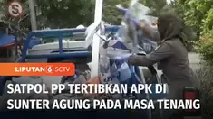 Penertiban alat peraga kampanye masih terus dilakukan di hari kedua masa tenang seperti di kawasan Sunter Agung, Tanjung Priok, Jakarta Utara.