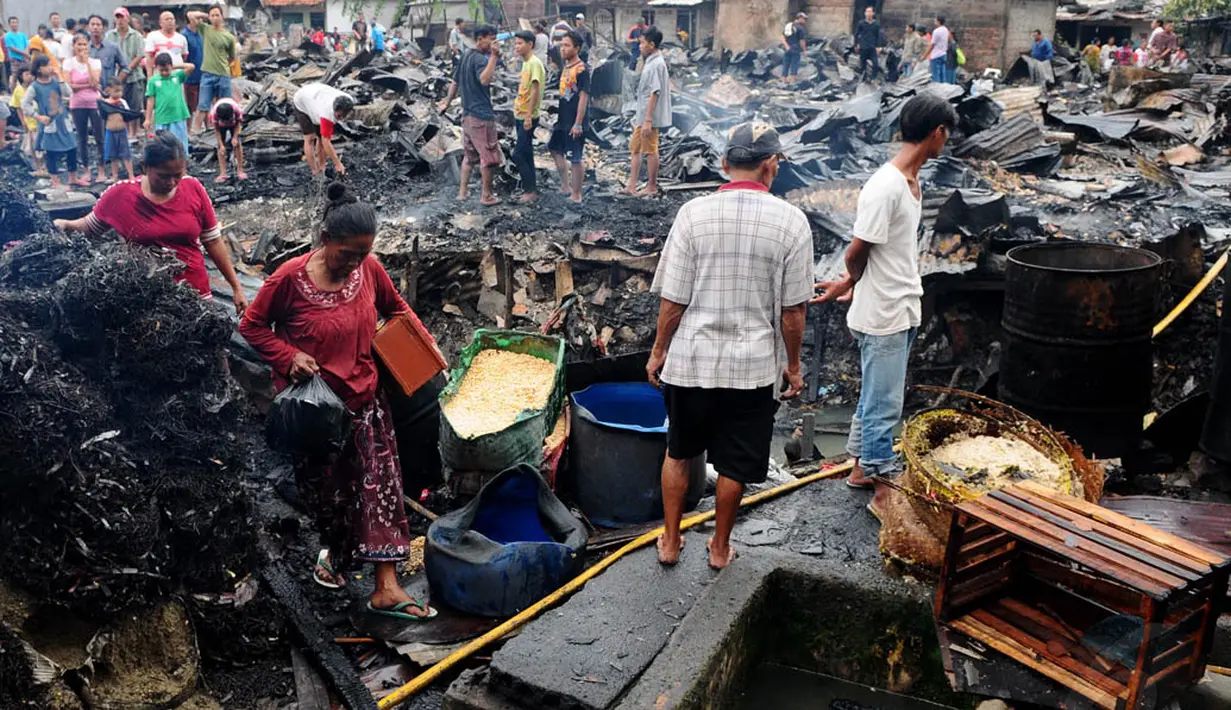 Si jago merah mengamuk di kawasan rumah penduduk dekat Mal Gandaria City, Jakarta Selatan, Kamis (26/6/14) (Liputan6.com/Andrian M Tunay)