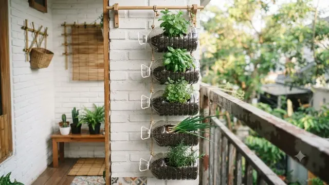 Pot Gantung Vertikal yang Hemat Tempat (AI Generated)