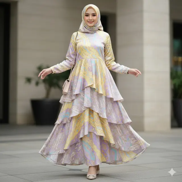 Model Batik Syar’i Sutra Warna Pastel Elegan