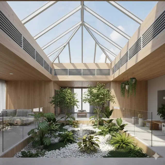 Mini Atrium dengan Skylight (Gemini AI)