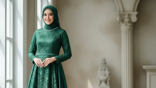 Model Gamis Brokat Satin Timeless