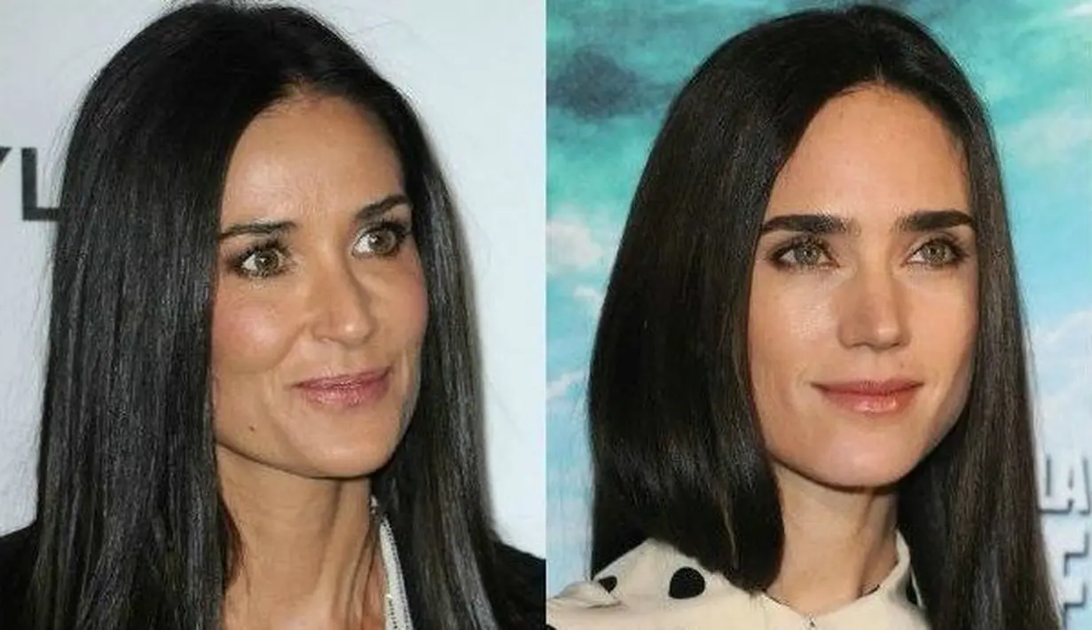 Banyak yang setuju jika Jennifer Connelly dan Demi Moore cocok jadi kembar identik. Mereka punya beberapa fitur wajah yang mirip dan sulit dibedakan. [Twitter]
