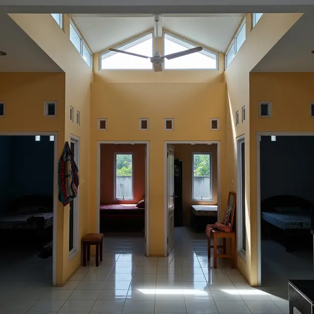 9 Desain Rumah Kecil 1 Lantai 3 Kamar dengan Ventilasi Lebar, Hunian Fungsional dan Sehat