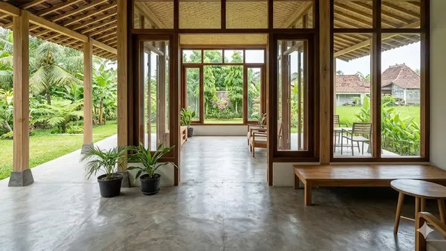 Rumah Desa Tradisional dengan Jendela Berhadapan
