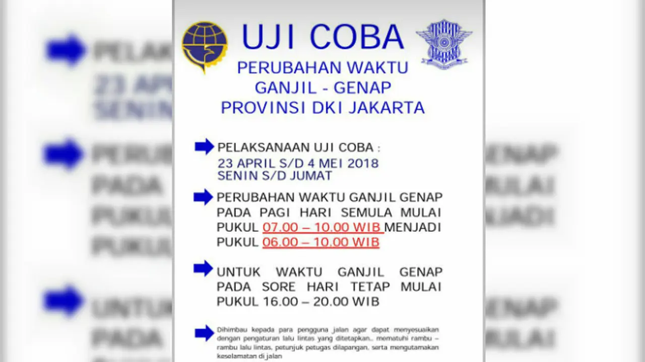 Informasi Perubahan Ganjil Genap