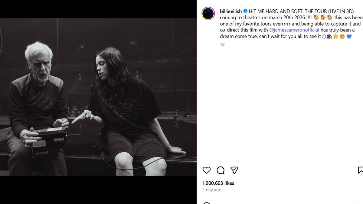 Billie Eilish dan James Cameron Siap Rilis Film Konser 3D Tur Hit Me Hard and Soft